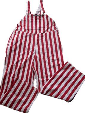 NEW Game Bibs Red & White Stripe Bib Overalls Mens Size 2XL HALLOWEEN